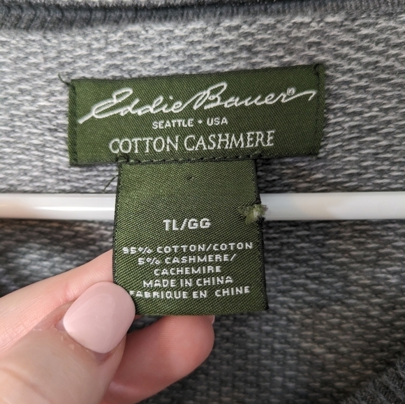 Eddie Bauer Cotton Cashmere Men's V-Neck Cozy Knit Academia Sweater Size‎ TL - Picture 2 of 5